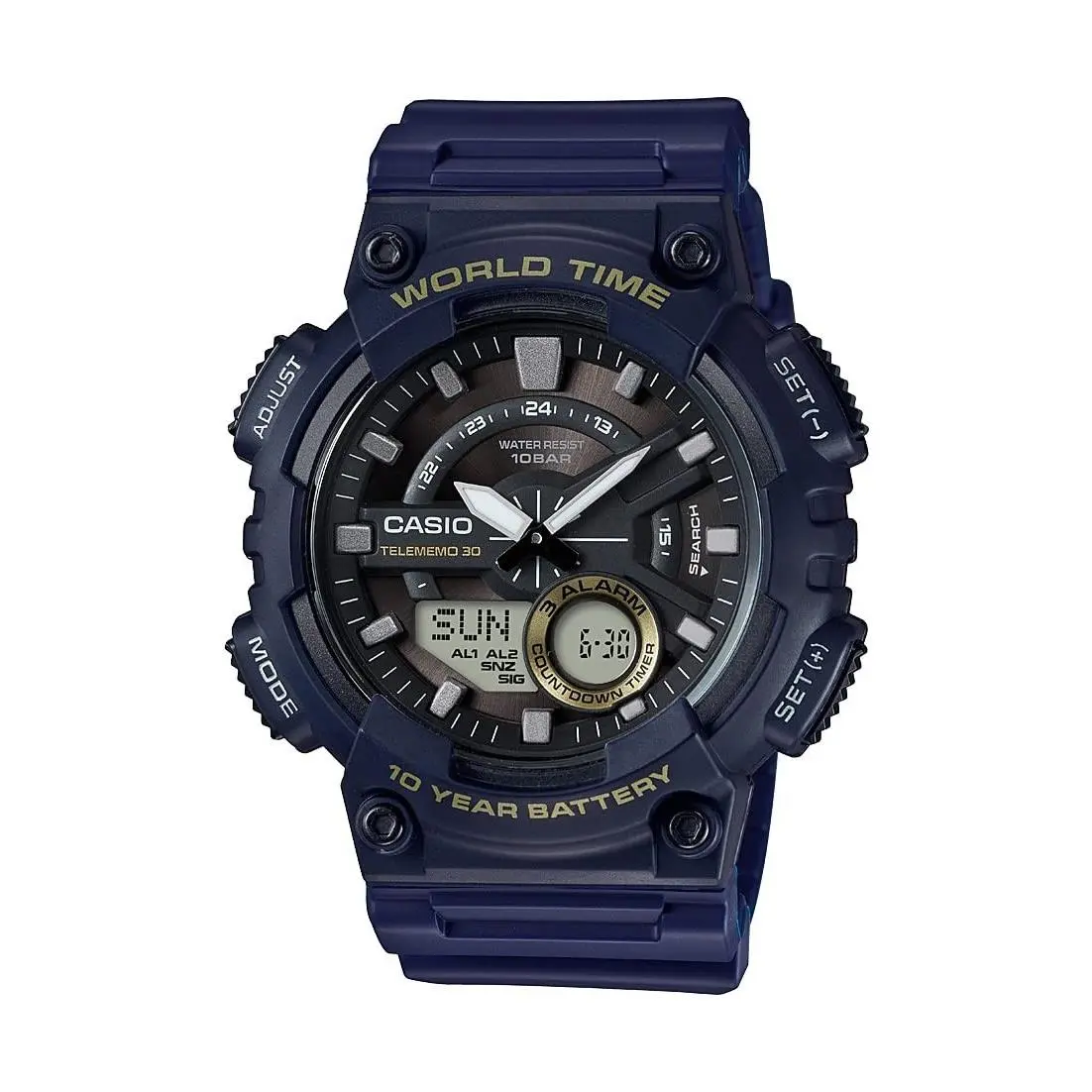 Casio AEQ110BW Series Men’s Analog-digital Watch Blue 100M WR Multi - Blue/Grey, Dial: Gray, Band: Blue