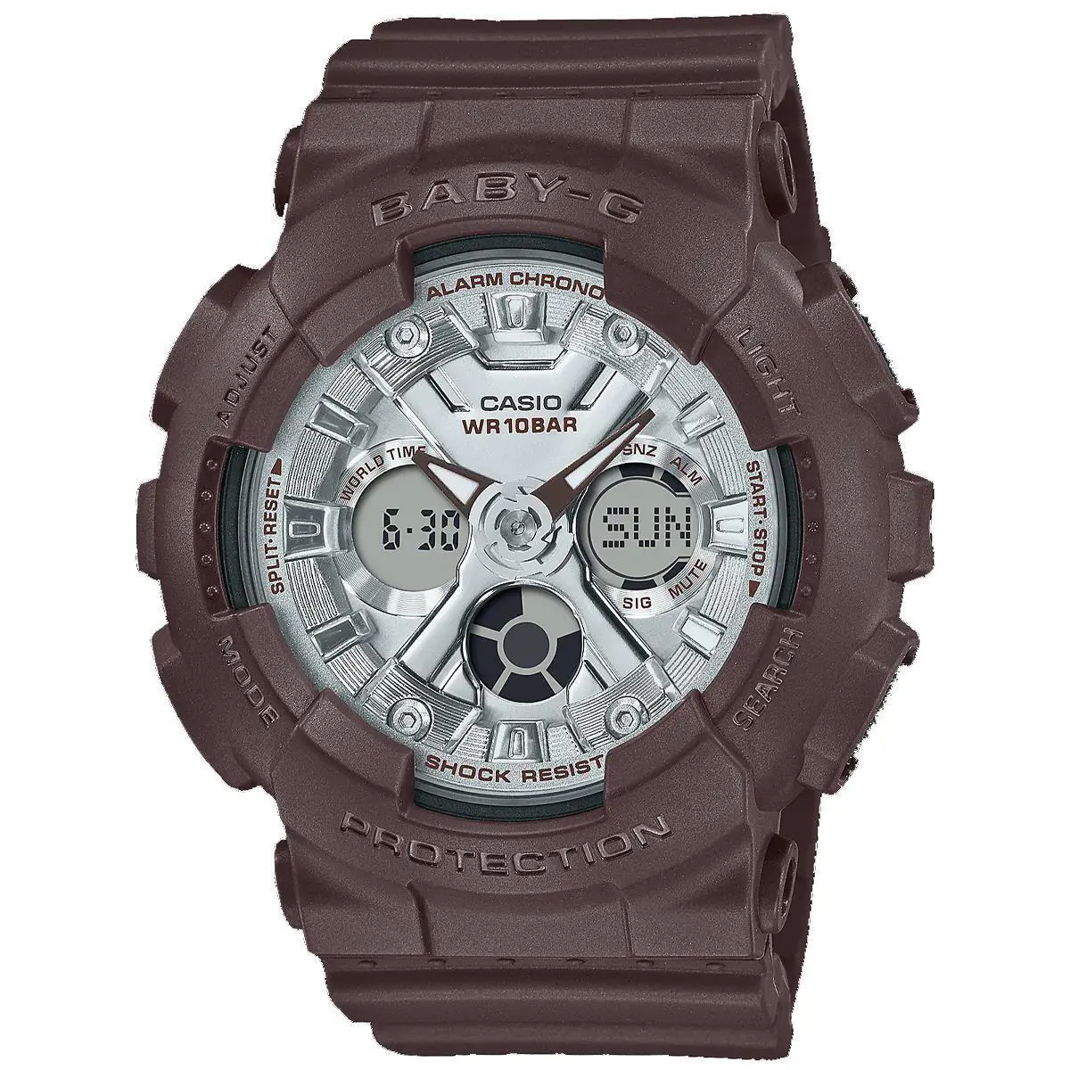 Casio Baby-g Shock BA130SW-5A Chocolate Brown Silver Analog Digital Ladies Watch