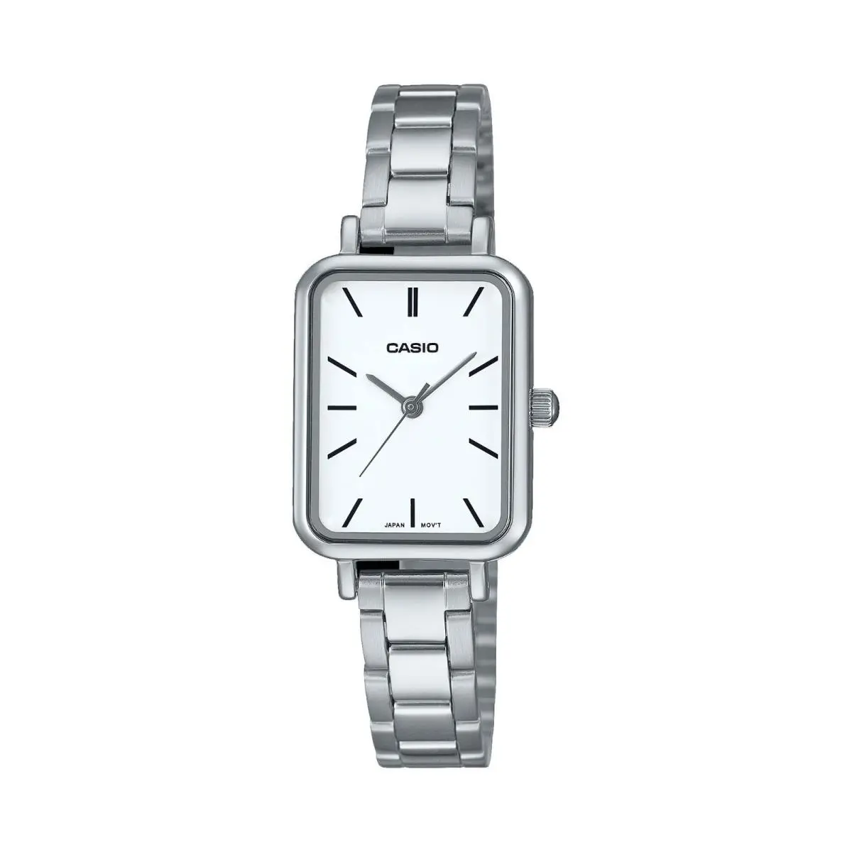 LTP-V009D-7E Women`s Rectangular Petite Stainless Steel White Dial Watch by Casio