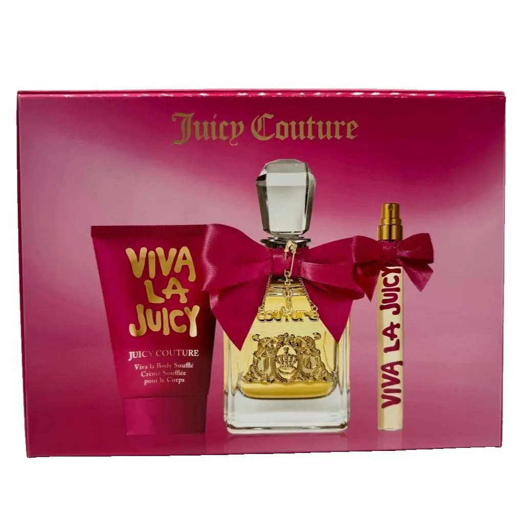 Juicy Couture Viva La Juicy Gift Set: 3.4 oz + 0.33 oz Edp + 4.2oz Body Souffle