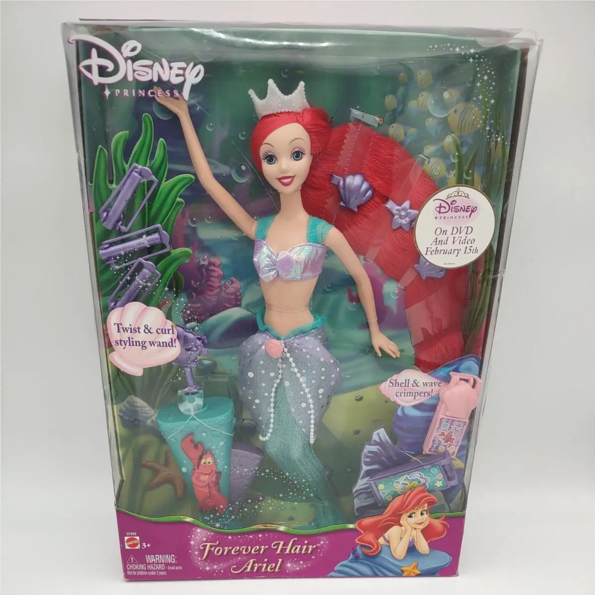 Disney Forever Hair Ariel Princess Doll 2004 Hard to Find Box Damage