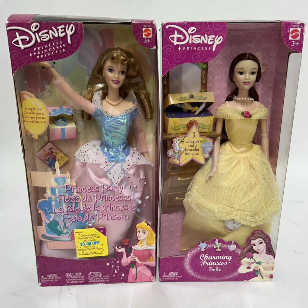 Vintage 2003 Mattel Disney Princess Party Cinderella 11.5 and Belle