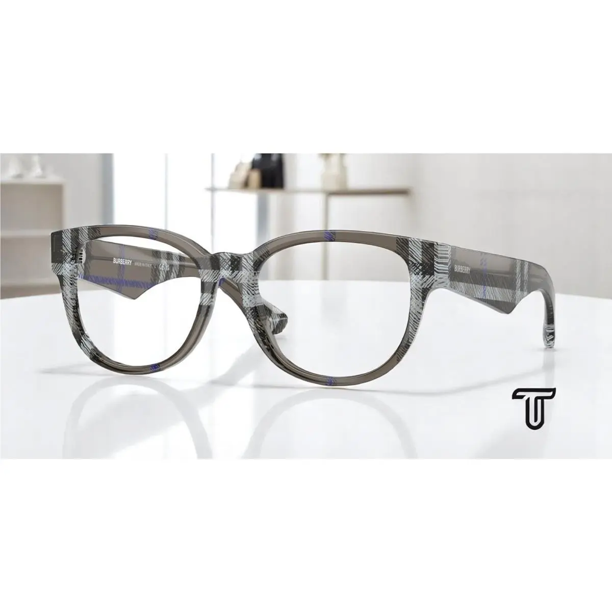 Burberry BE2410 4147 Check Lichen Demo Lens 53 mm Women`s Eyeglasses