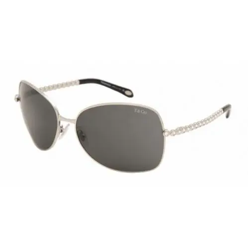 Tiffany Co Sunglasses TF3006B 60013F 61mm Silver / Dark Grey Lens