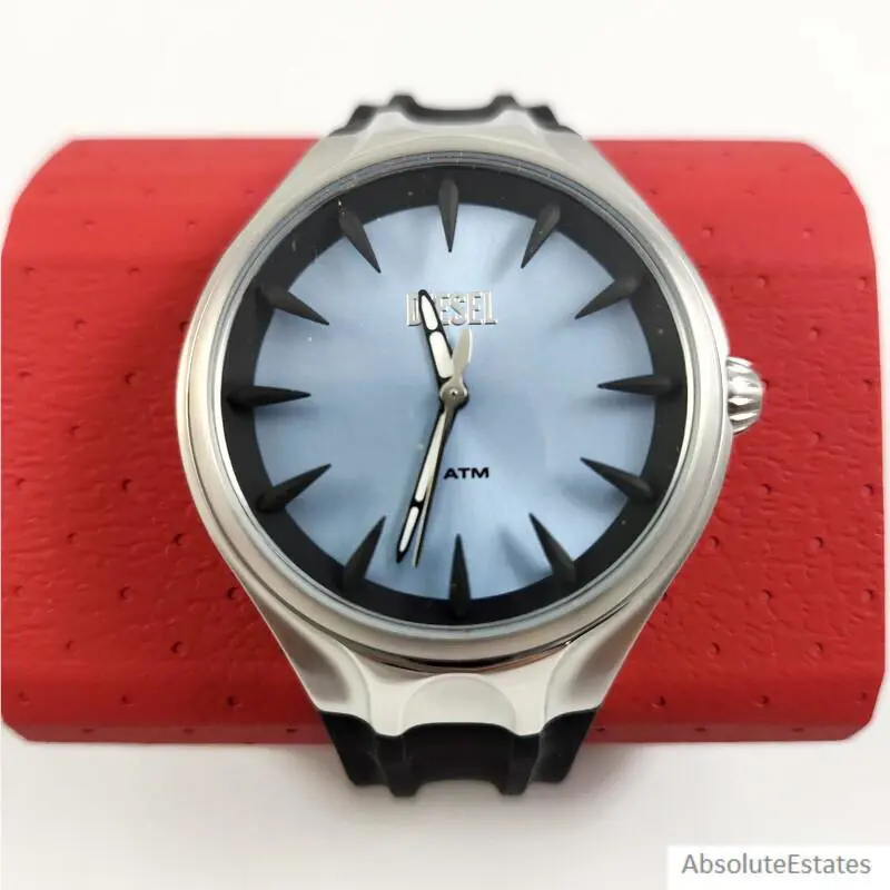 Diesel Streamline Silver Blue Black Silicone Mens Watch DZ2216