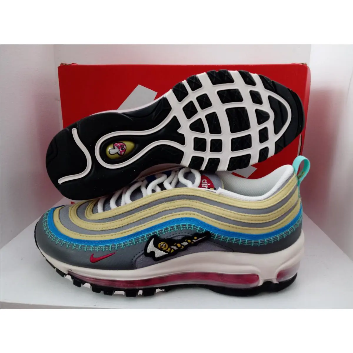 Nike shoes - NIKE AIR MAX 97 GS - 921522-108 - WHITE/VOLT-BLACK-PURE PLATINUM & IRON GREY/PHANTOM, :: WHITE/GREEN 24
