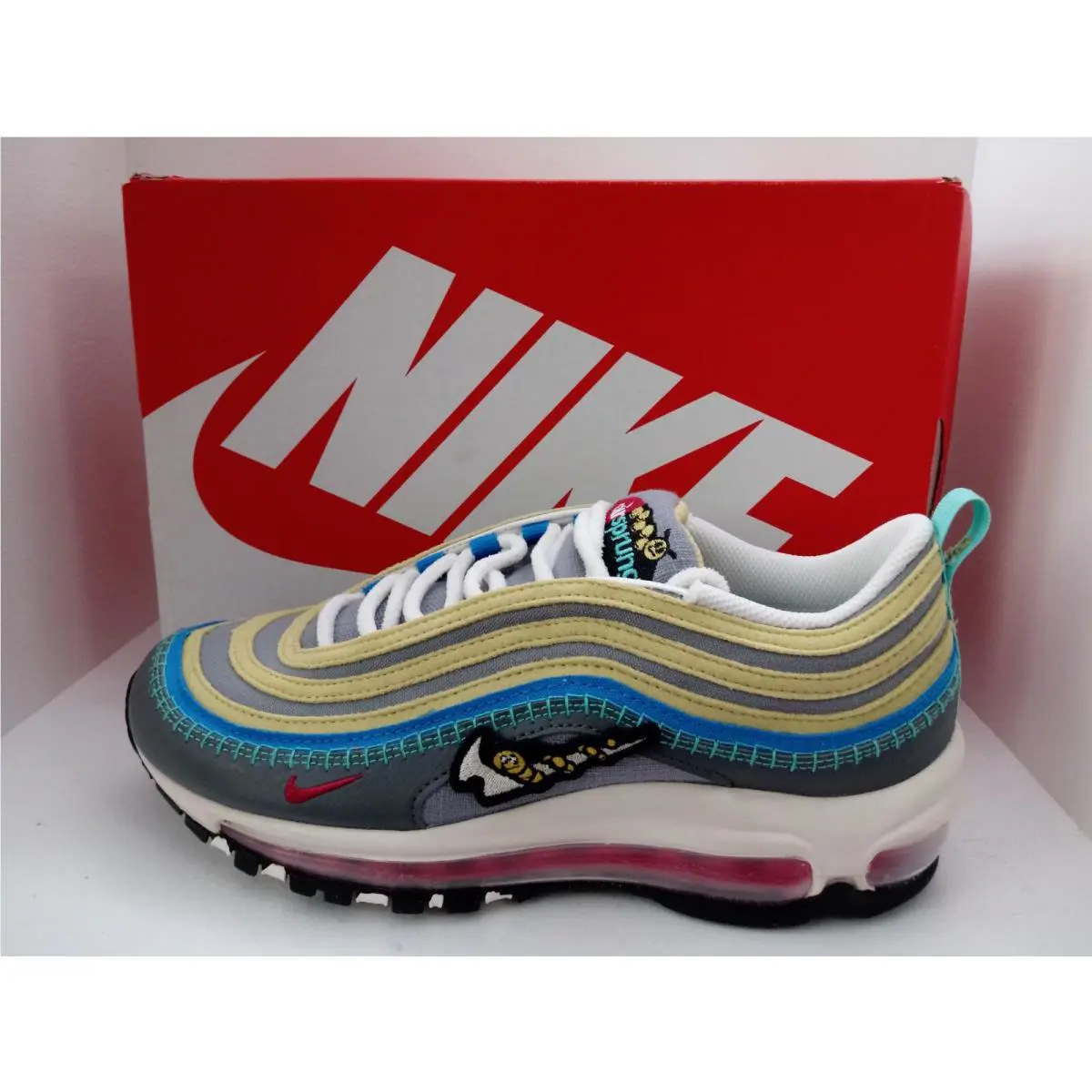 Nike shoes - NIKE AIR MAX 97 GS - 921522-108 - WHITE/VOLT-BLACK-PURE PLATINUM & IRON GREY/PHANTOM, :: WHITE/GREEN 33