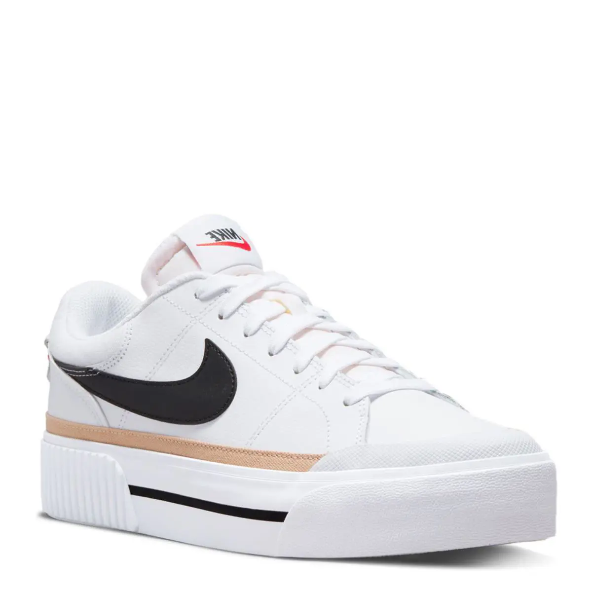 Women`s Nike Court Legacy Lift Platform Sneaker DM7590-100 White/black- Hemp SY - White/Black- Hemp