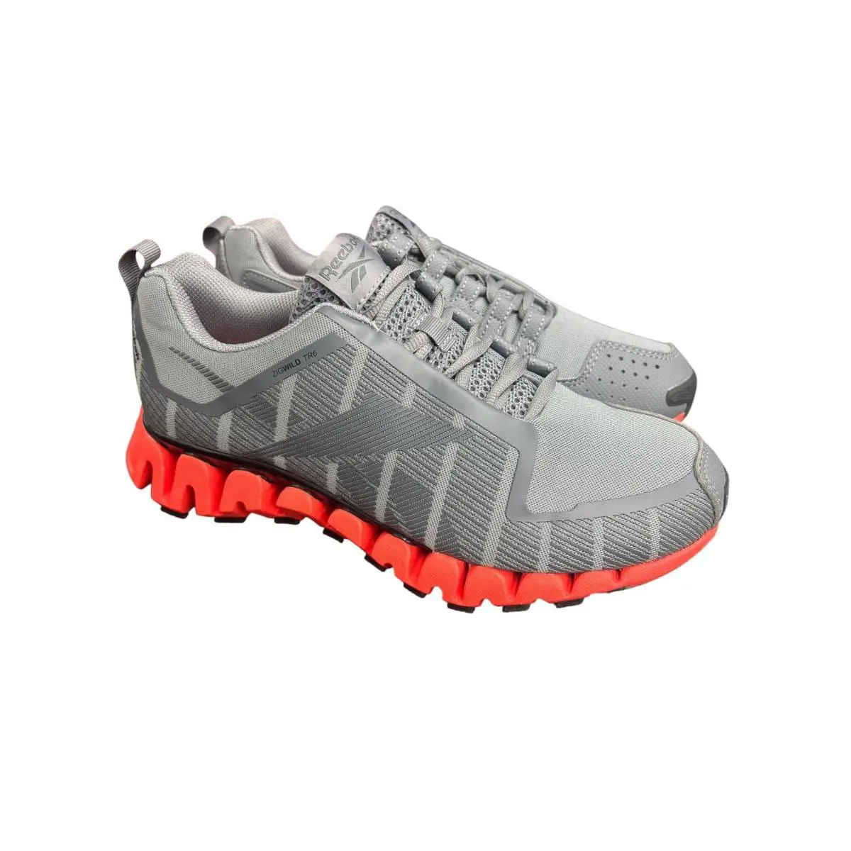 Reebok Zigwild Trail 6 Men Sneakers Shoes FX1434 Cold Grey Vivid Orange Size 7.5 - Cold Grey Vivid Orange