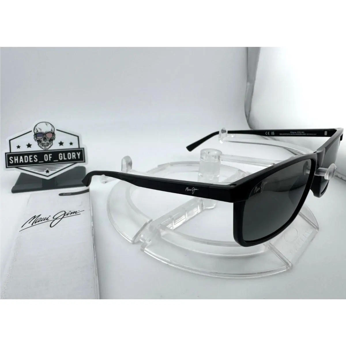 Maui Jim Pulama MJ 618-02 Shiny Black W/ Neutral Grey Polarized Glass Sunglasses - Frame: Shiny Black, Lens: Neutral Grey Polarized