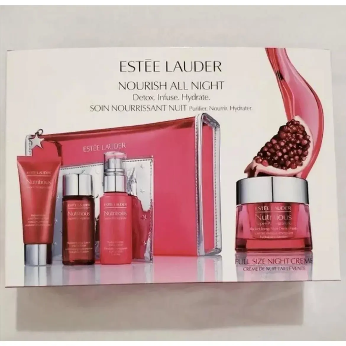 Estee Lauder Nutritious Super-pomegranate Nourish All Night Set: 5pcs Sets-nib