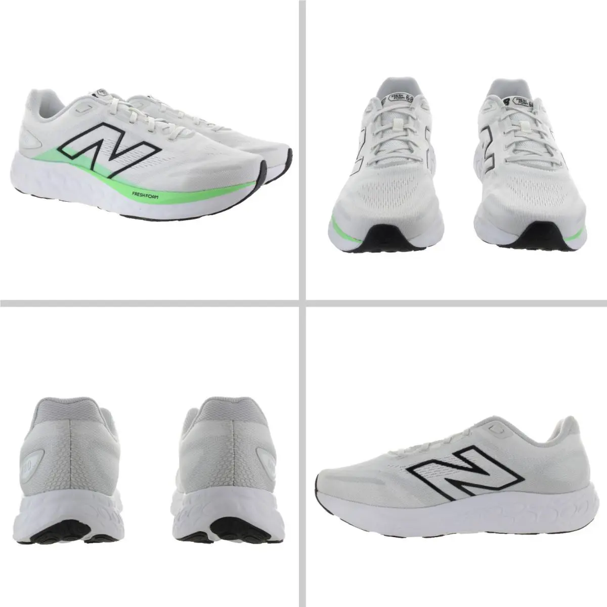 New Balance Men`s Fresh Foam 680V8 Grey - Jade Running Shoes 4E Extra Wide - Grey Matter, Electric Jade, Reflection