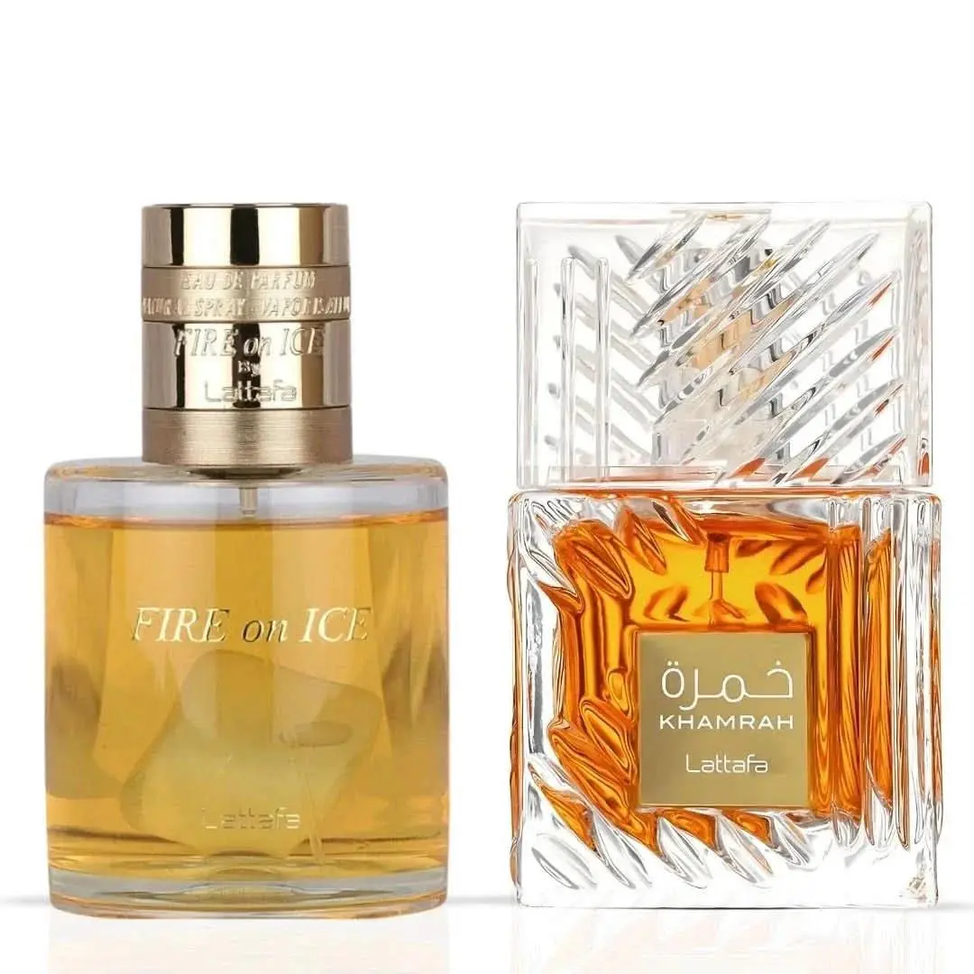 Fire On Ice 110ml Khamrah 100ml - Eau de Parfum Sprays by Lattafa Bundle