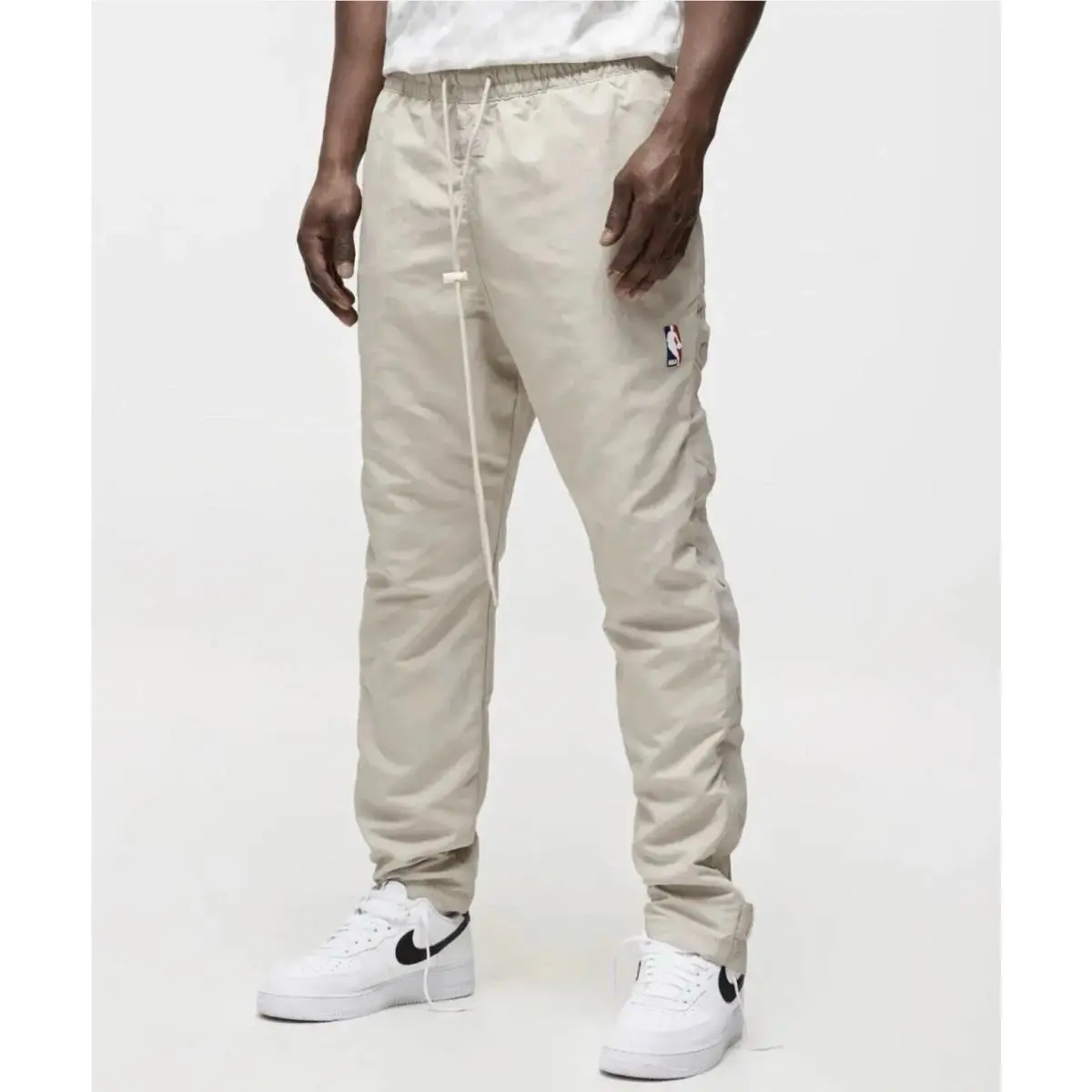 Nike x Fear Of God Nba Nylon Warm Up Pants Snap Beige CU4684-271 sz Large