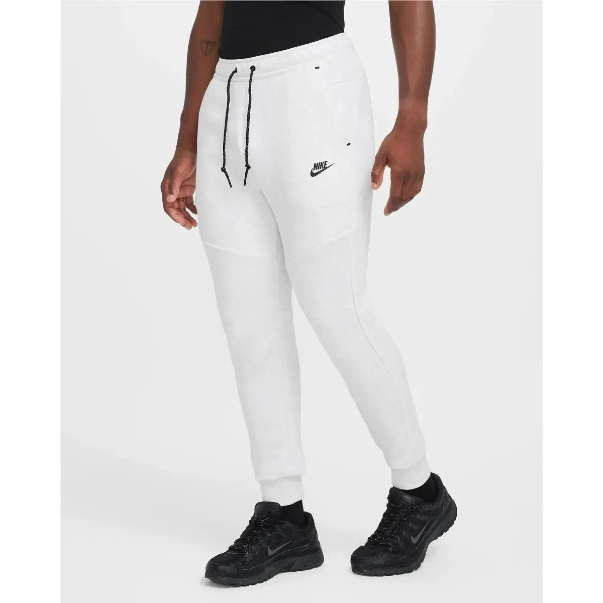 Nike Tech Mens XL Fleece Joggers Birch Heather White Black HV0959-051