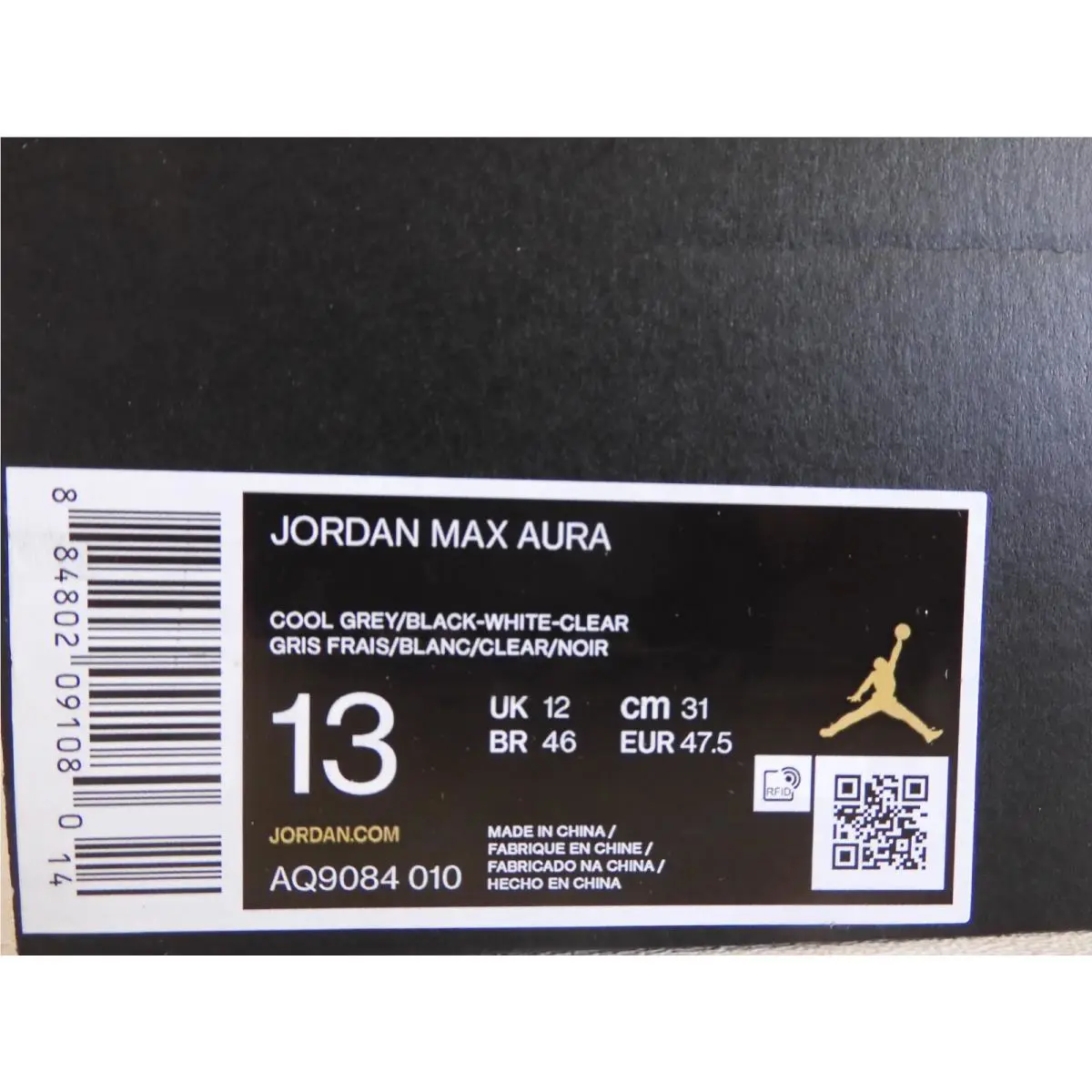Nike shoes - Jordan Max Aura - Max Aura - AQ9084 010 - Gray, Manufacturer: Cool Grey 3