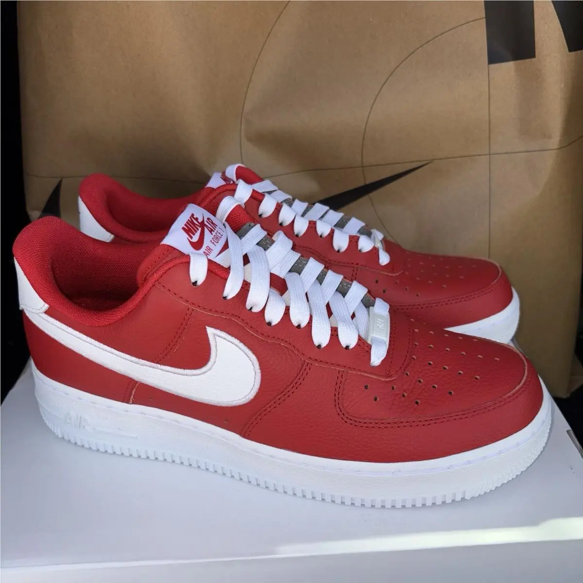 Air Force 1 Low By You HF0659-900 Leather Red White Mens Size 9.5 by Nike