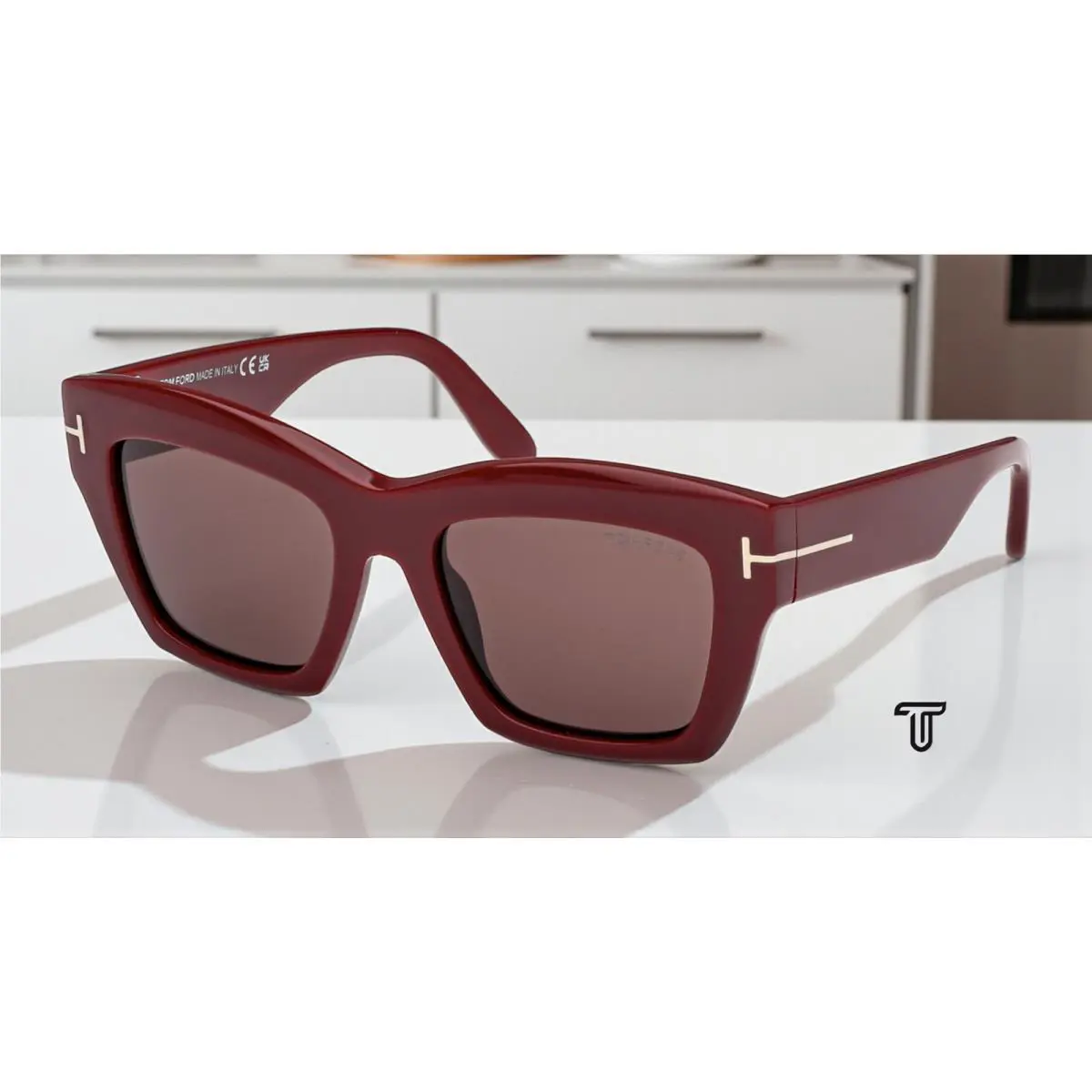 Tom Ford Luna FT1191 69E Acetate Shiny Bordeaux Brown 52 mm Women`s Sunglasses