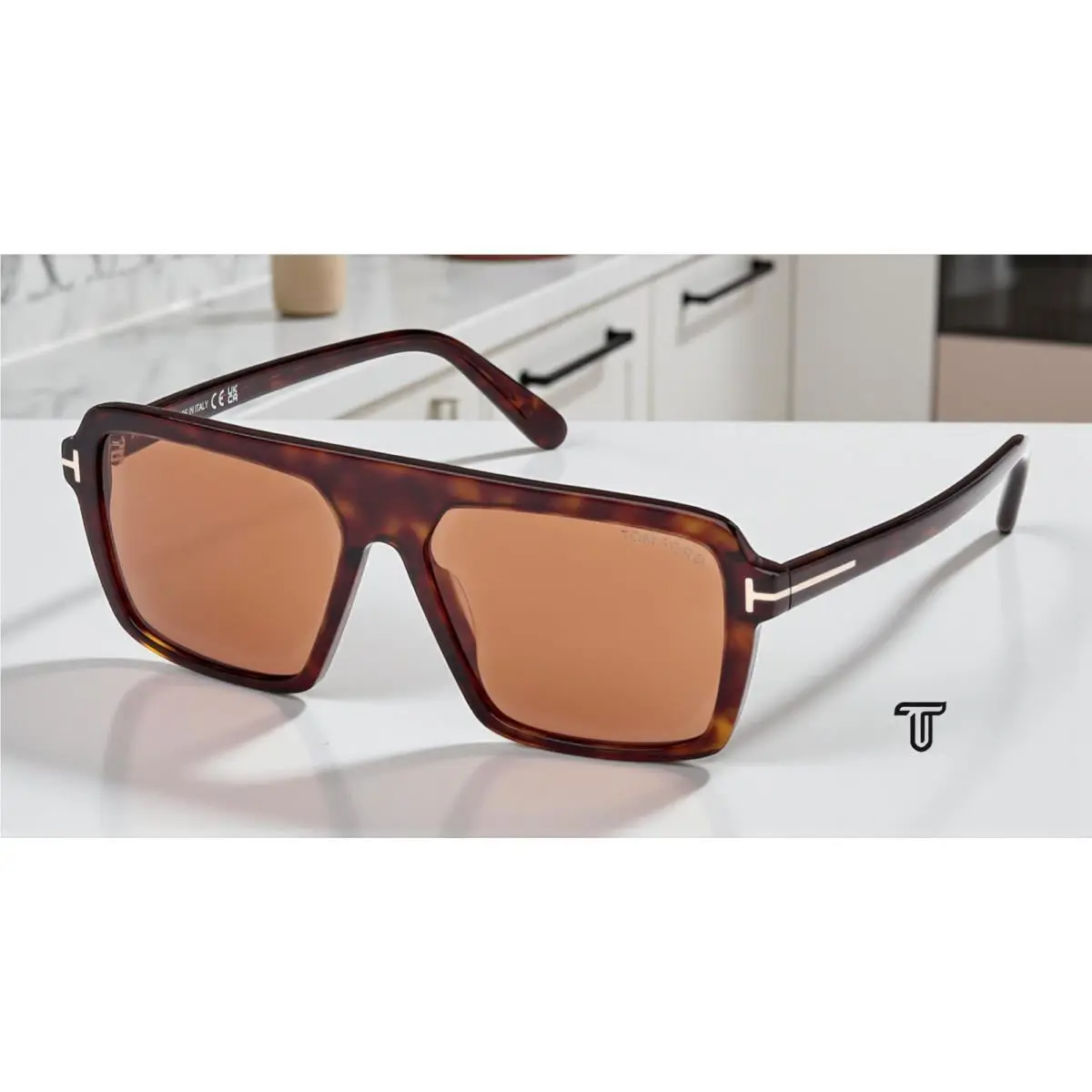 Tom Ford Vincent FT1176 52E Acetate Dark Havana Brown 56 mm Men`s Sunglasses