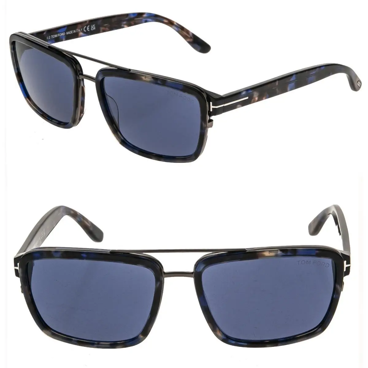 Tom Ford Anders TF780 780 Blue Havana Square Aviator Unisex Sunglass FT0780 55V