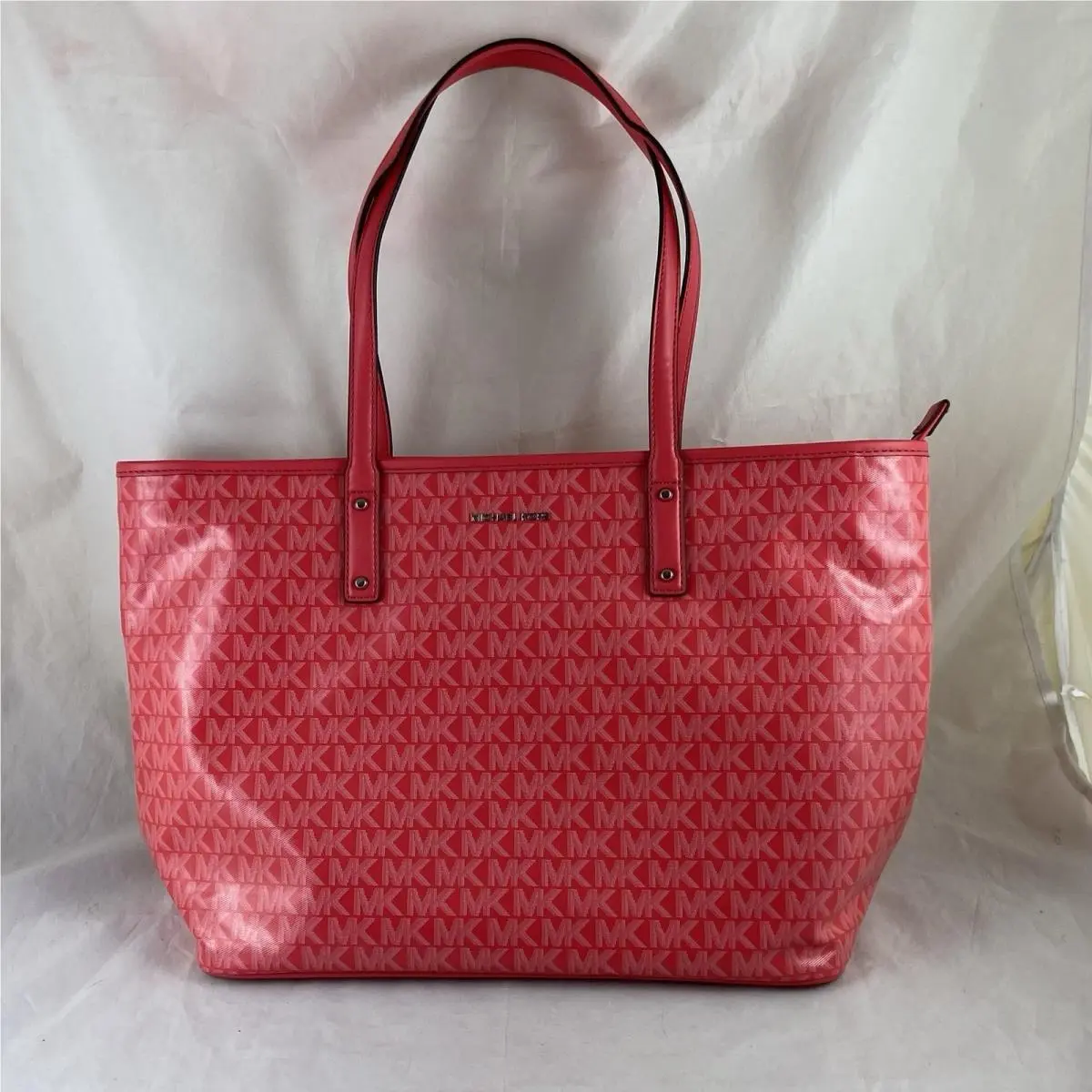 Michael Kors Purse Carter Large Geranium Pink Zippered Tote Bag