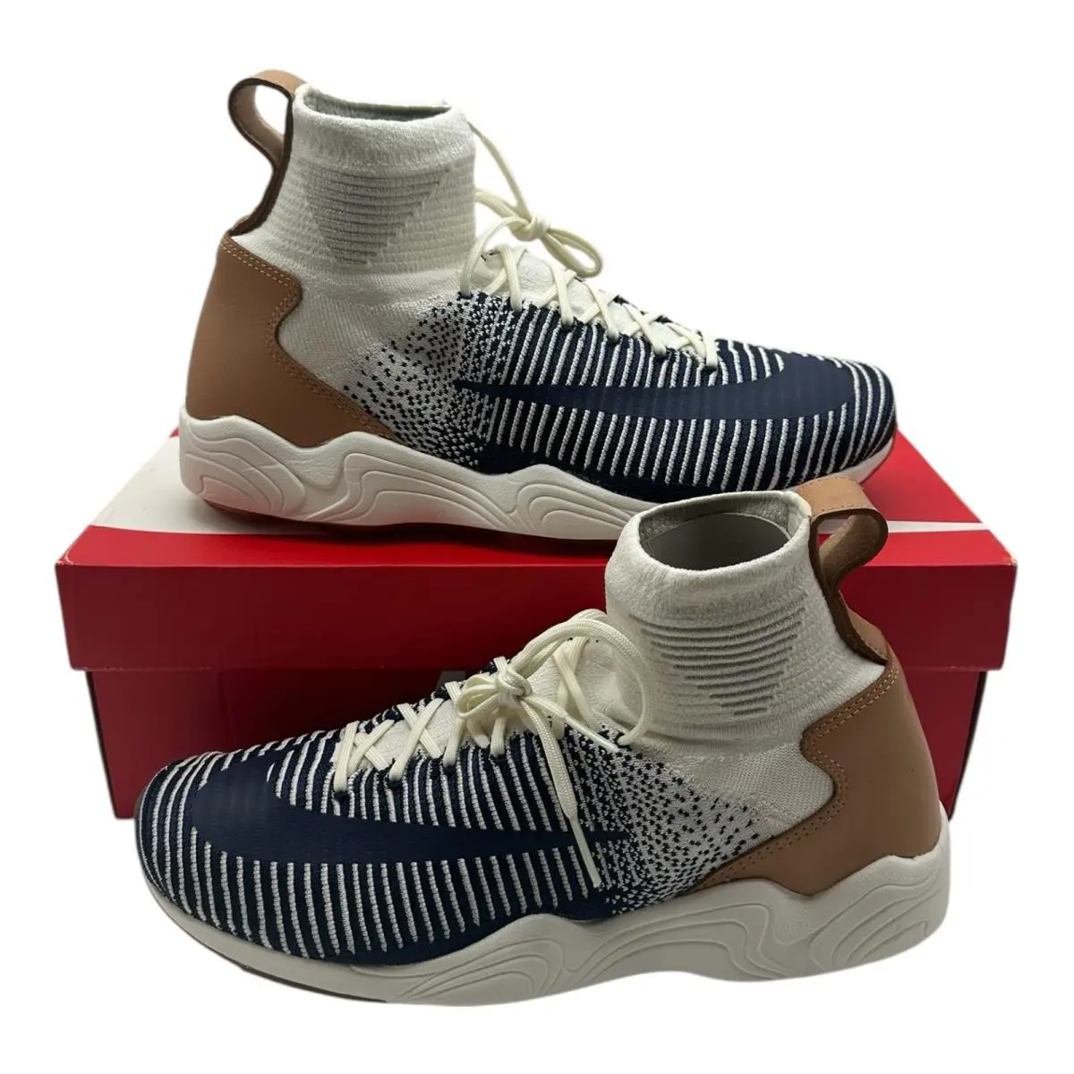 Nike Zoom Mercurial XI Flyknit Shoes Men 13 Sail College Navy Sneaker 844626-101 - Blue