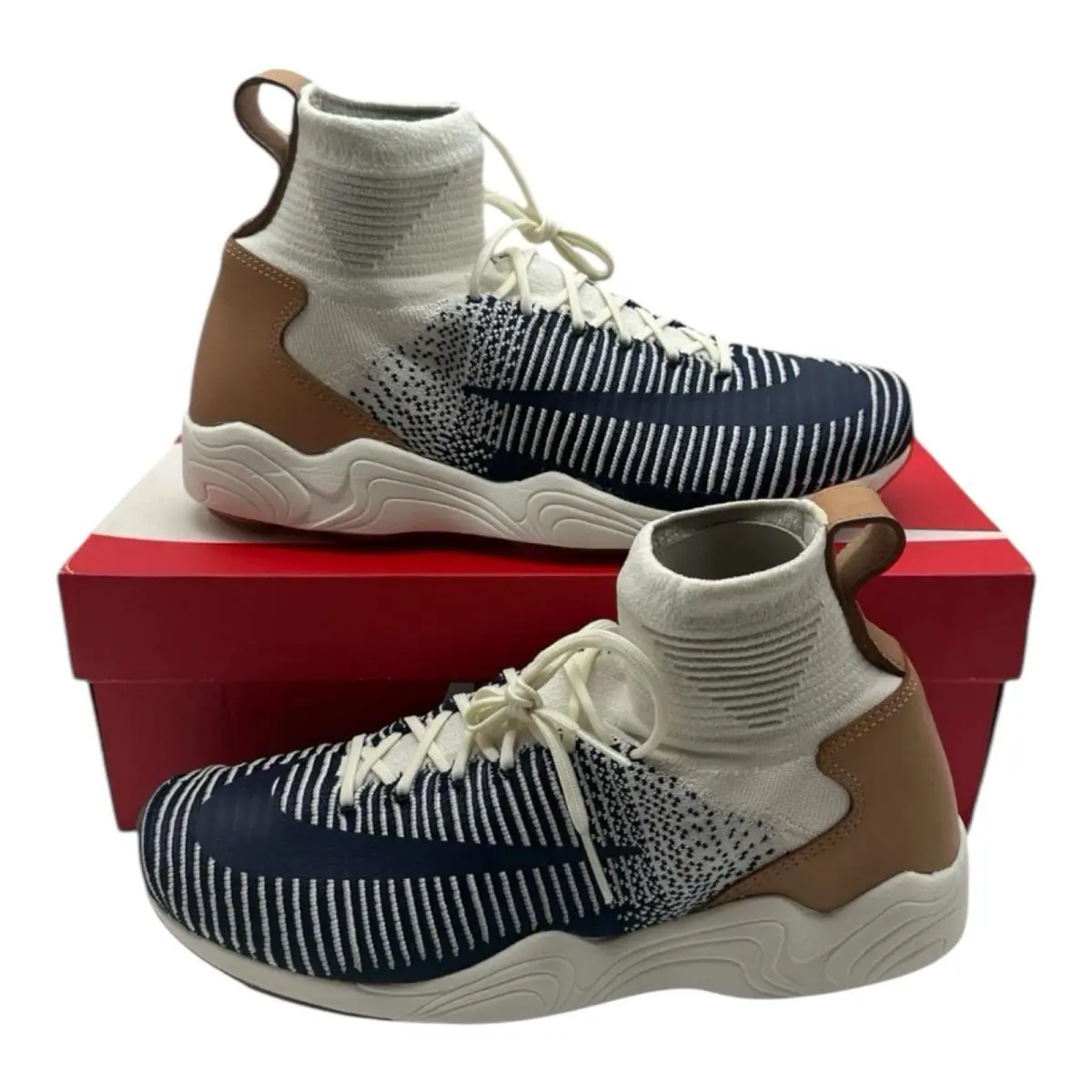Nike Zoom Mercurial XI Flyknit Shoes Men 13 Sail College Navy Sneaker 844626-101 - Blue