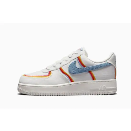 Sz 7 - Women`s Nike Air Force 1 Low Sail Denim Swoosh - DJ4655-133