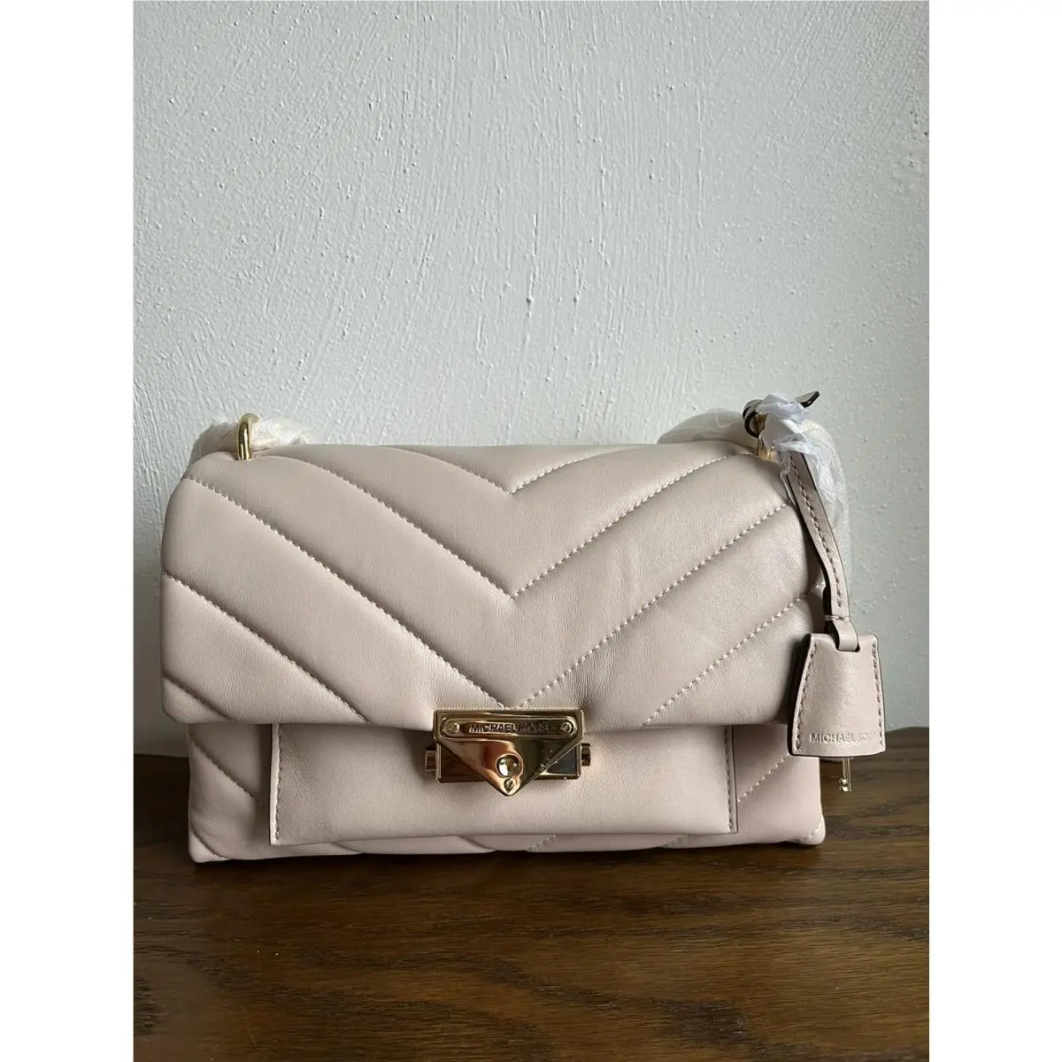 Kors Cece Chevron-quilted Leather Crossbody- Soft Pink