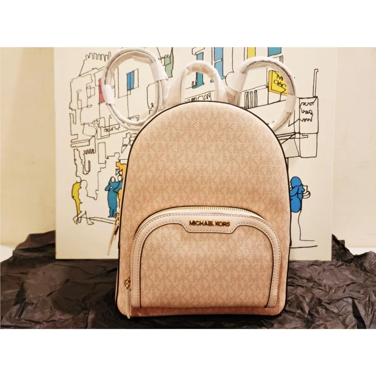 Michael Kors Jaycee Medium Signature Logo Backpack - Powder Blush