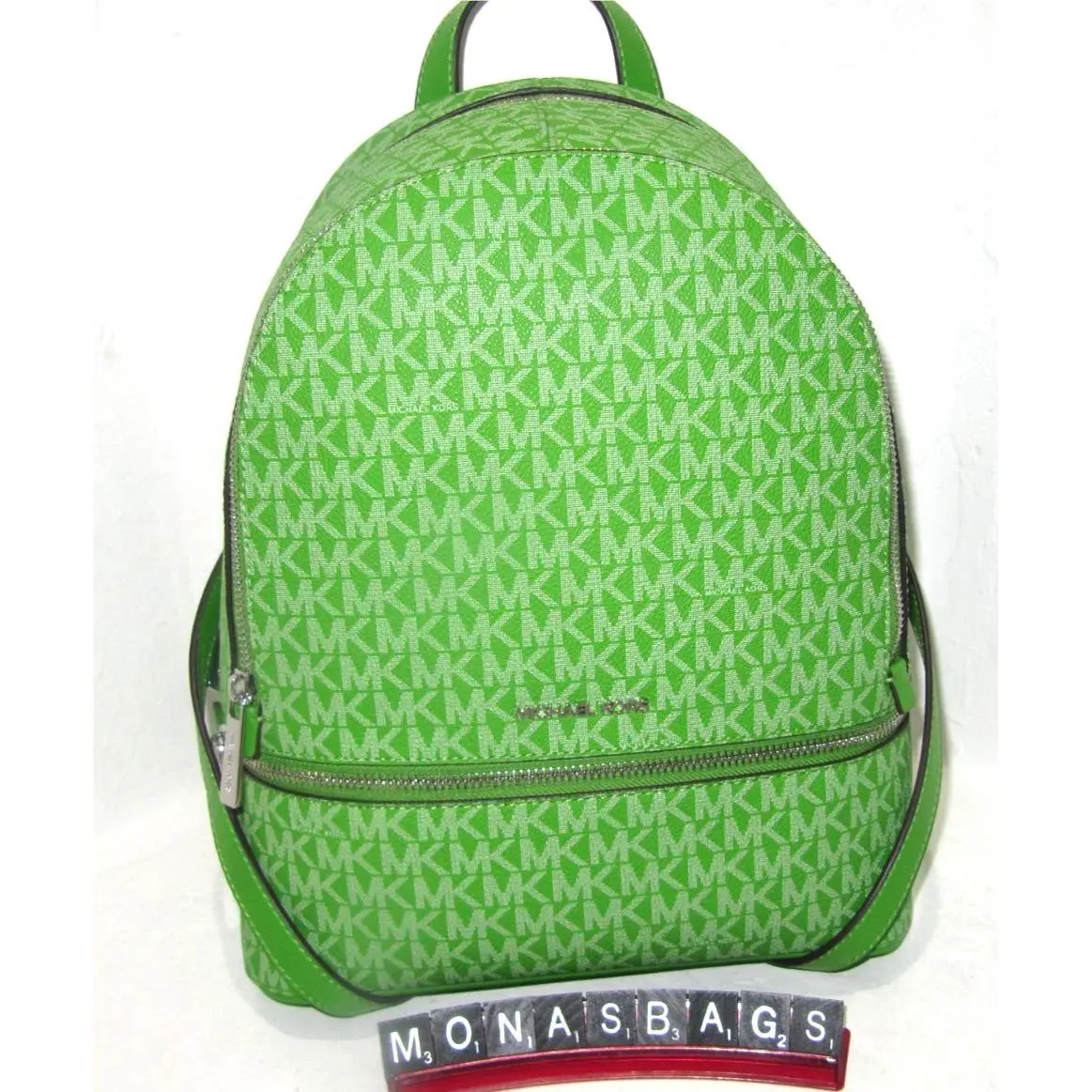 Michael Kors Rhea Medium Zi Jungle Green Signature Logo Backpack