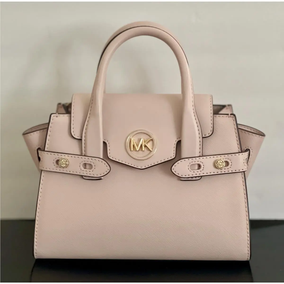 Michael Kors SM Flap Belted Leather Satchel