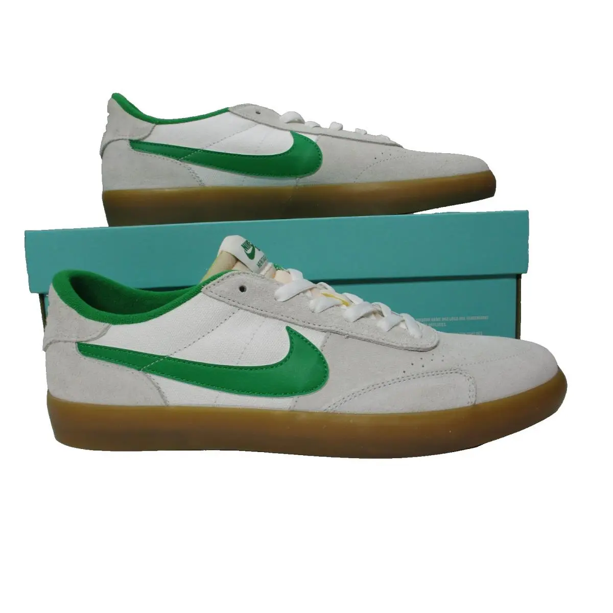 Nike SB Heritage Vulc White Green Gum Skateboard Shoes CD5010-101 Mens Size 10