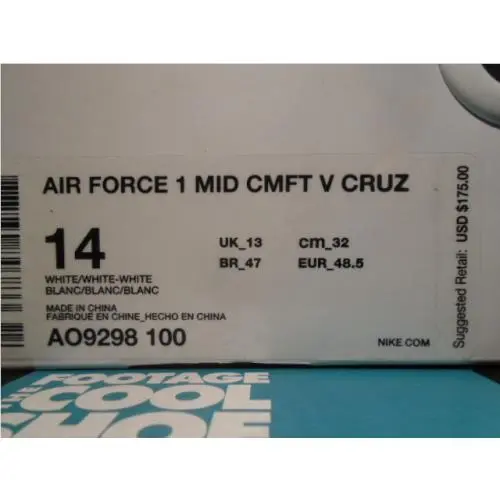 Nike shoes - Nike Air Force 1 Mid CMFT V Cruz - AO9298-100 - White 9
