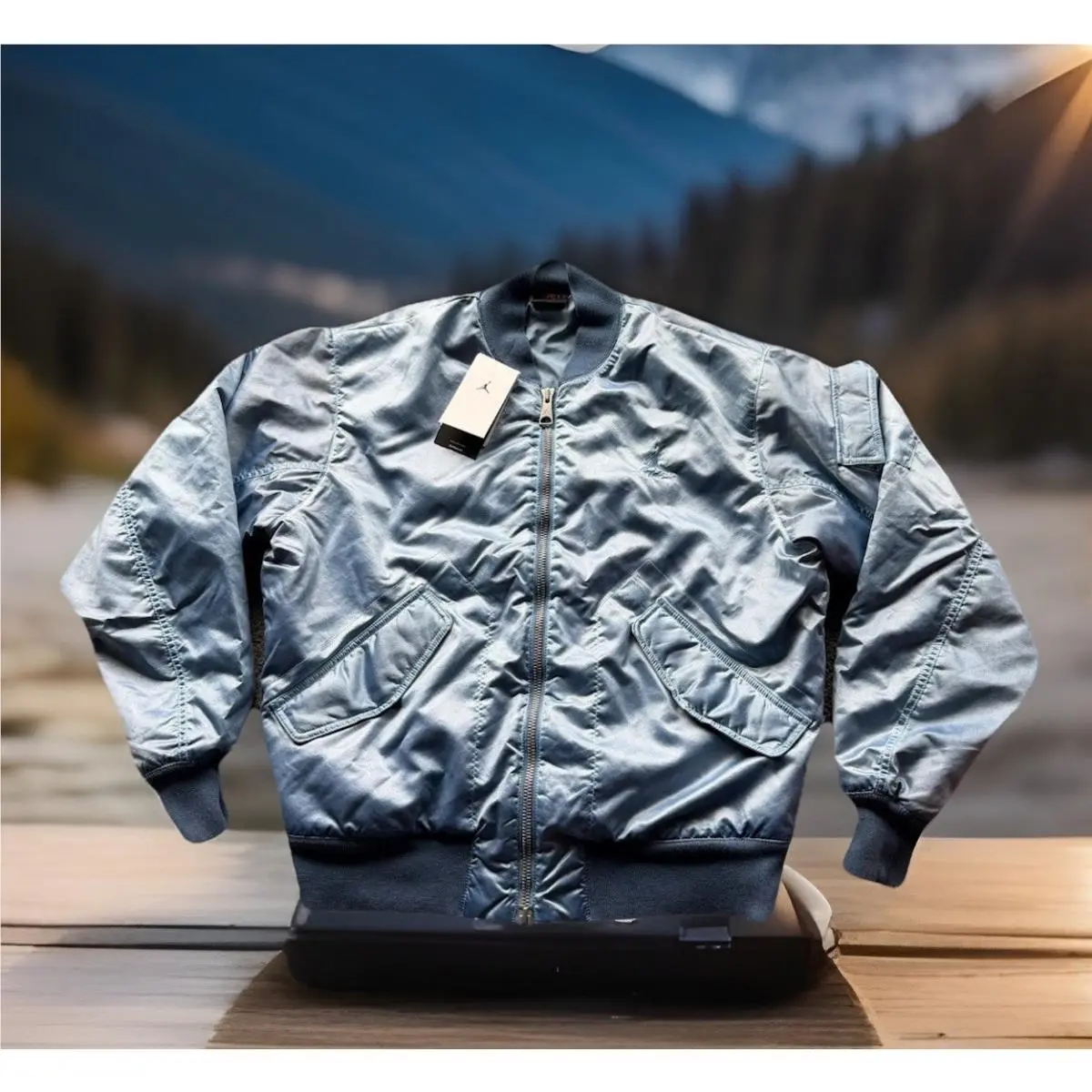 Jordan Men Essentials Renegade Bomber Jacket Washed Blue FN6543-436 Sz M