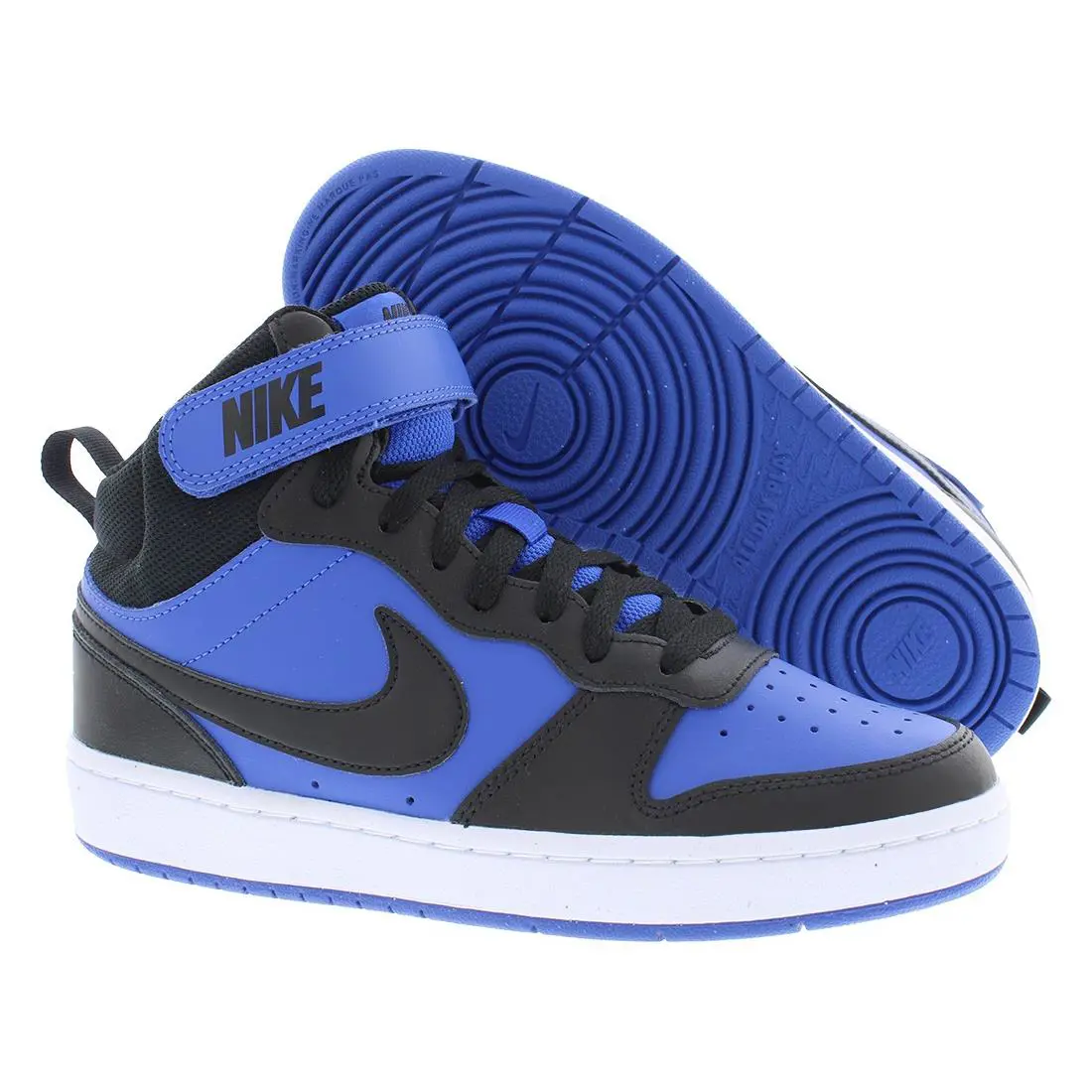Nike Court Borough Mid 2 Leather GS Boys Shoes Size 6 Color: Game - Game Royal/Black/White, Main: Black