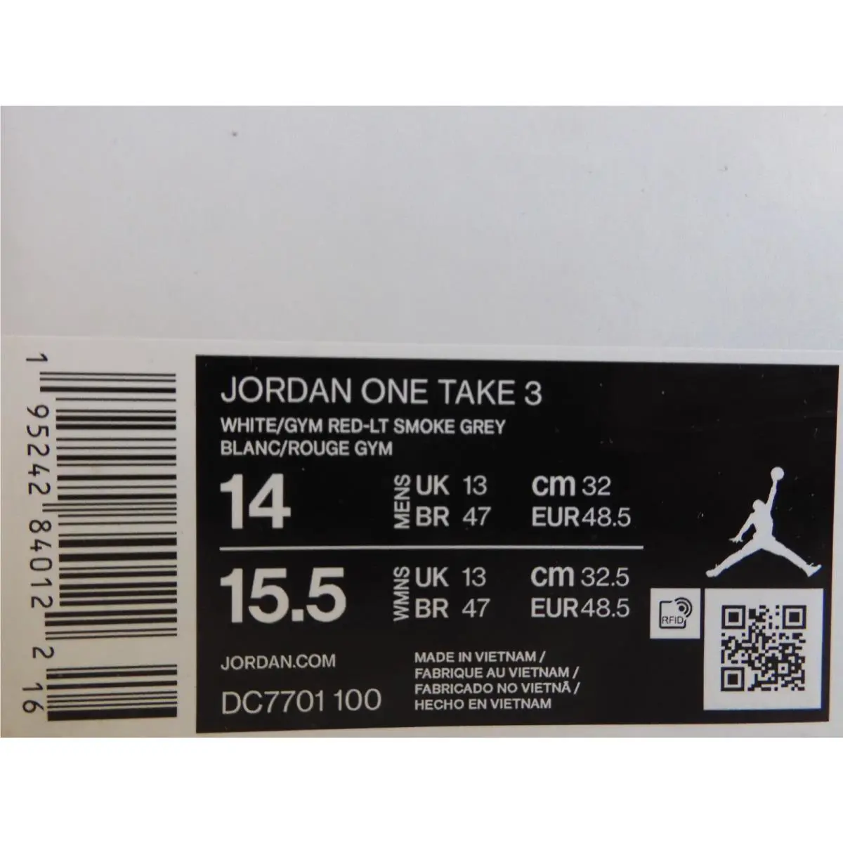 Nike shoes - Air Jordan One Take 3 - White (UPC: 195242840122) 3