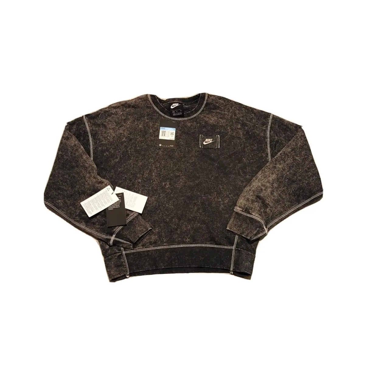Nike Sportswear French Terry Crew Women`s Black Crewneck BV2798-010 Sz M