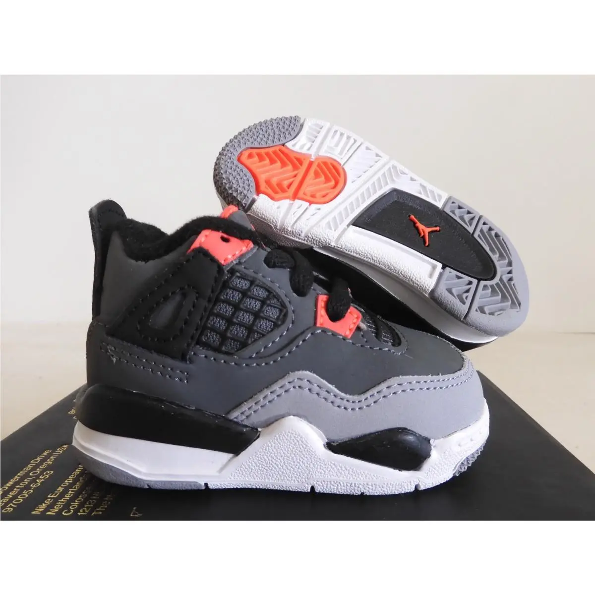Nike Air Jordan 4 Retro Td Dark Grey-infrared 23-Black Sz 3c BQ7670-061