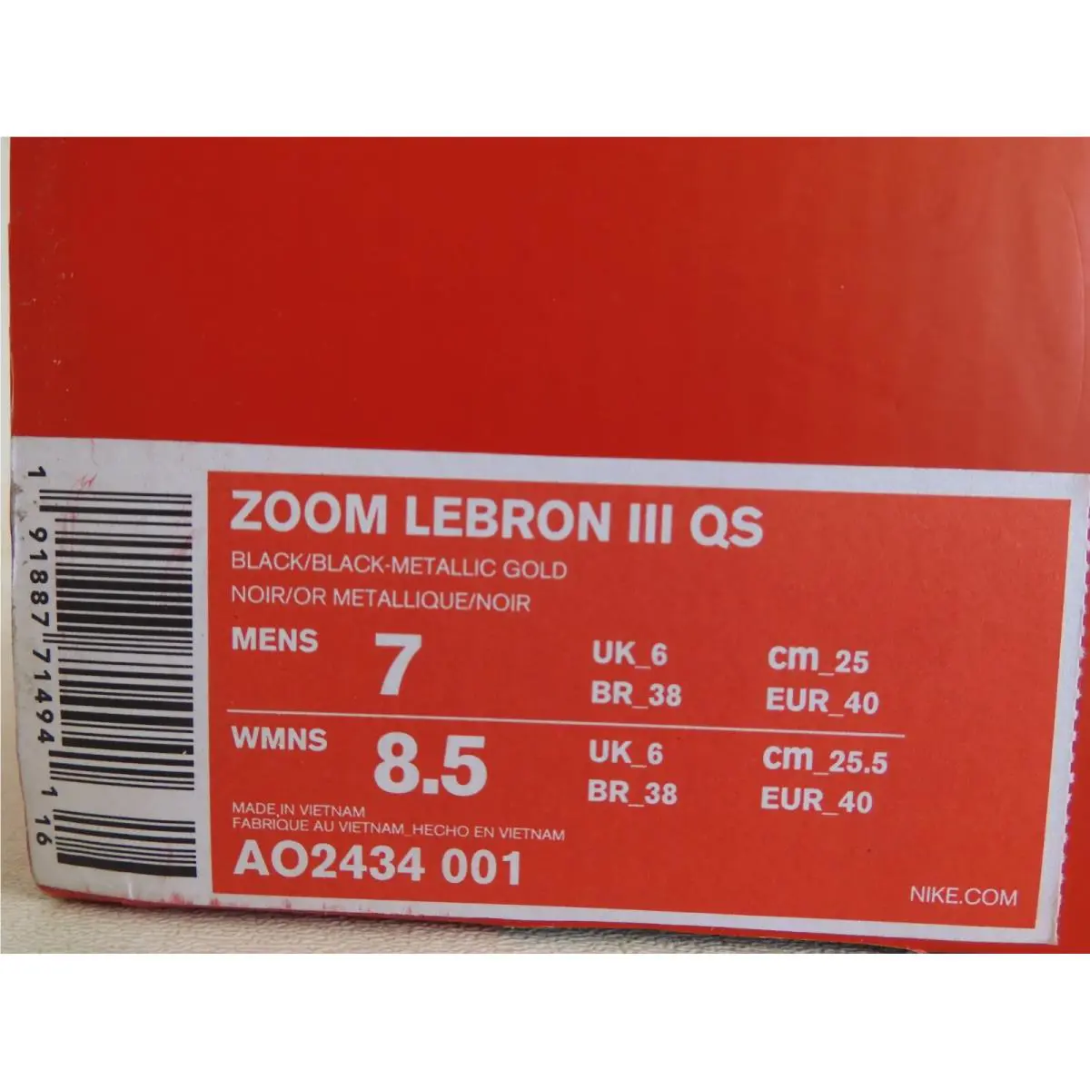 Nike shoes - Nike Zoom LeBron 3 QS - AO2434-001 - Black (UPC: 0191887714941) 3