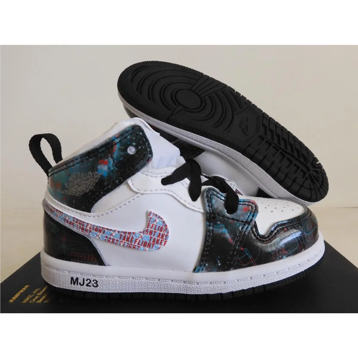 Nike Air Jordan 1 Mid Se Td Take Flight Space Galaxy White Sz 8c BQ6933-114