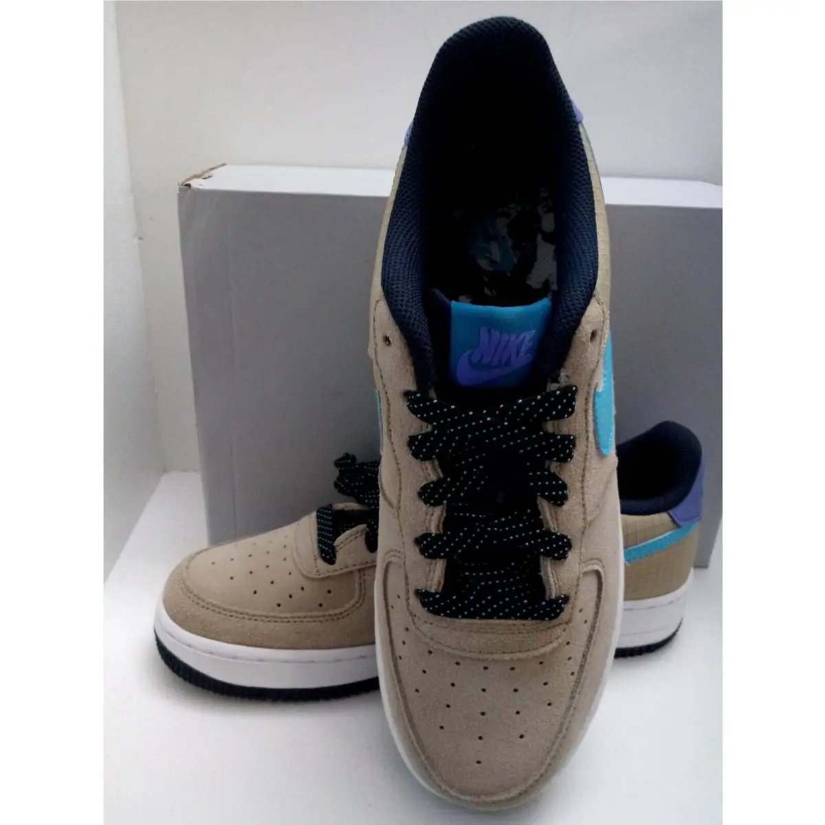 Nike shoes - NIKE AIR FORCE 1LV8 2 - CN5710-201 - KHAKI/BLUE FURY-PERSIAN VIOLET (UPC: 193654857530) 8