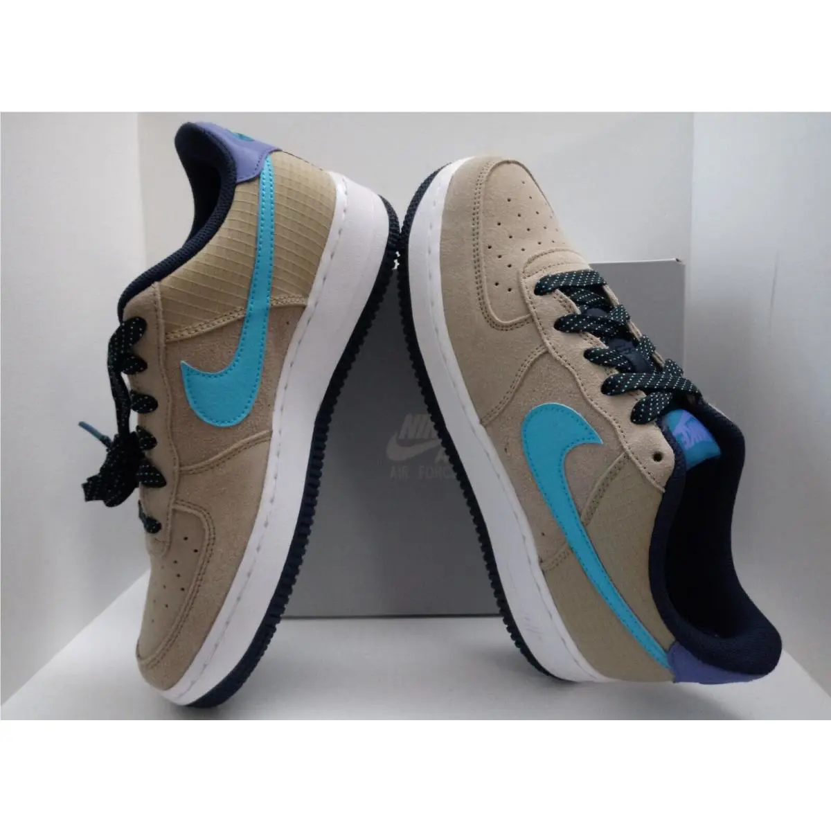 Nike shoes - NIKE AIR FORCE 1LV8 2 - CN5710-201 - KHAKI/BLUE FURY-PERSIAN VIOLET (UPC: 193654857530) 5