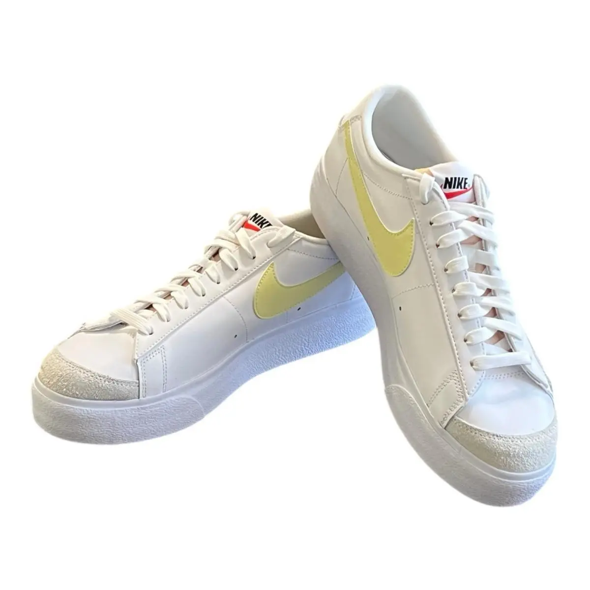 Nike Blazer Low Platform Women`s Low Top Sneaker White Life Lime Leather Size 12