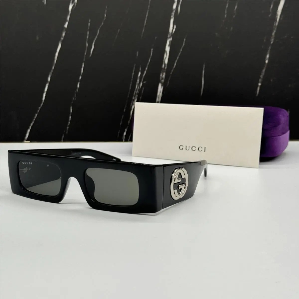 GG1646S 001  Black Rectangular Women  Sunglasses by Gucci