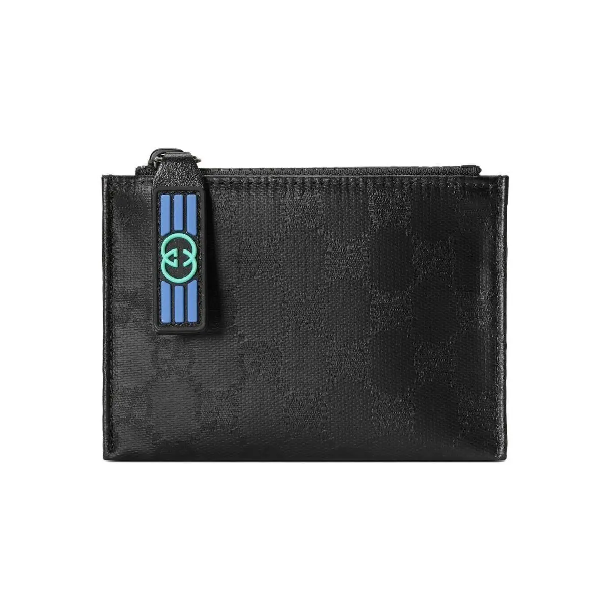 Men`s Gucci Black Canvas Leather GG Crystal Card Case Wallet