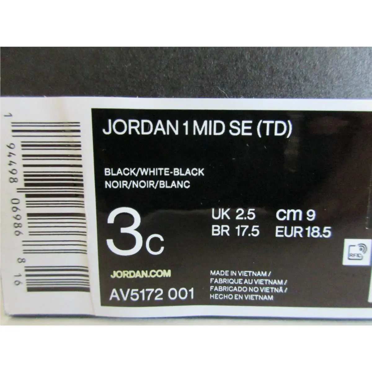 Nike shoes - Air Jordan 1 Mid - Air Mid - Black (UPC: 194498069868) 3