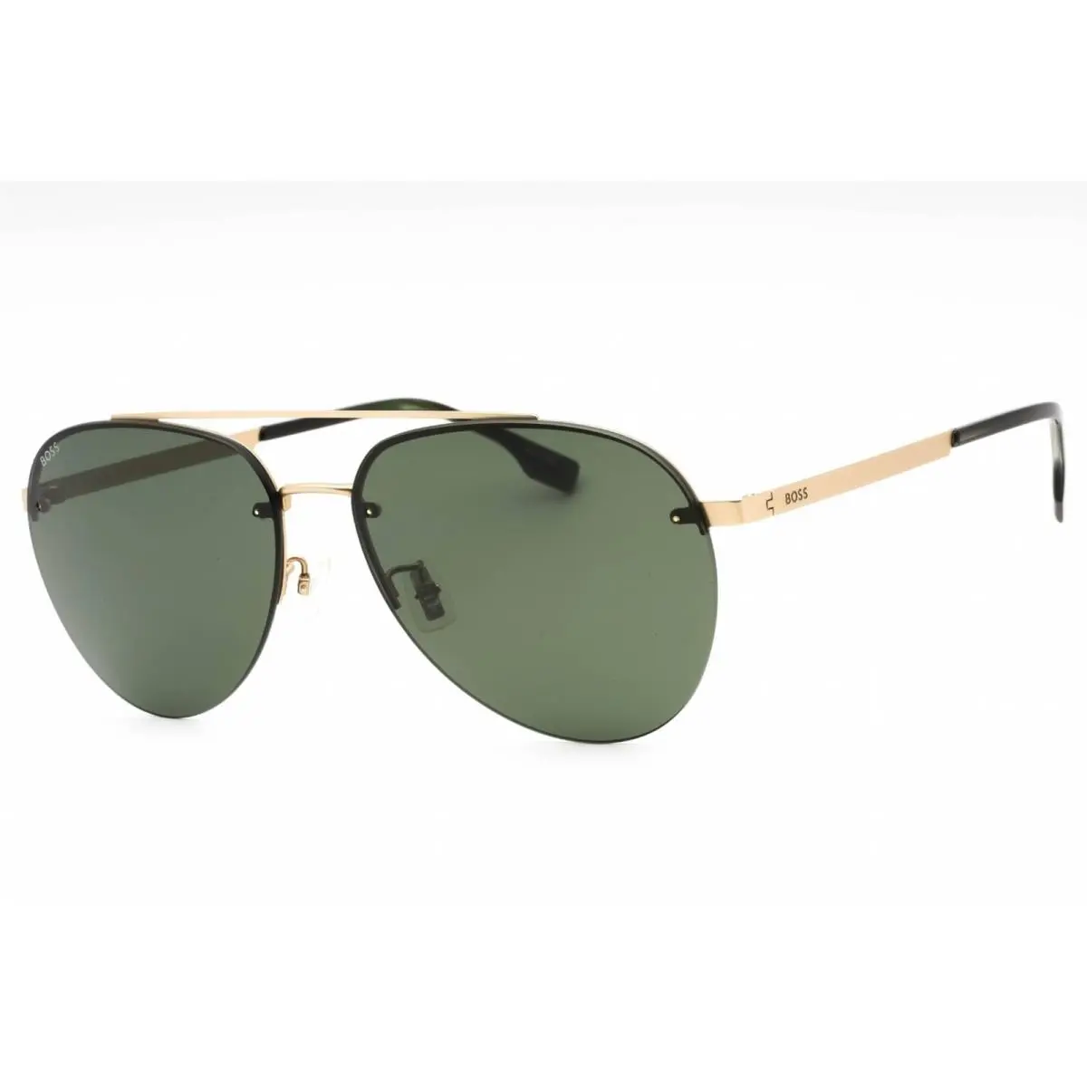 Hugo Boss Men`s Sunglasses Matte Gold Metal Aviator Frame Boss 1537/F/SK 0AOZ QT - Frame: Matte Gold, Lens: Green