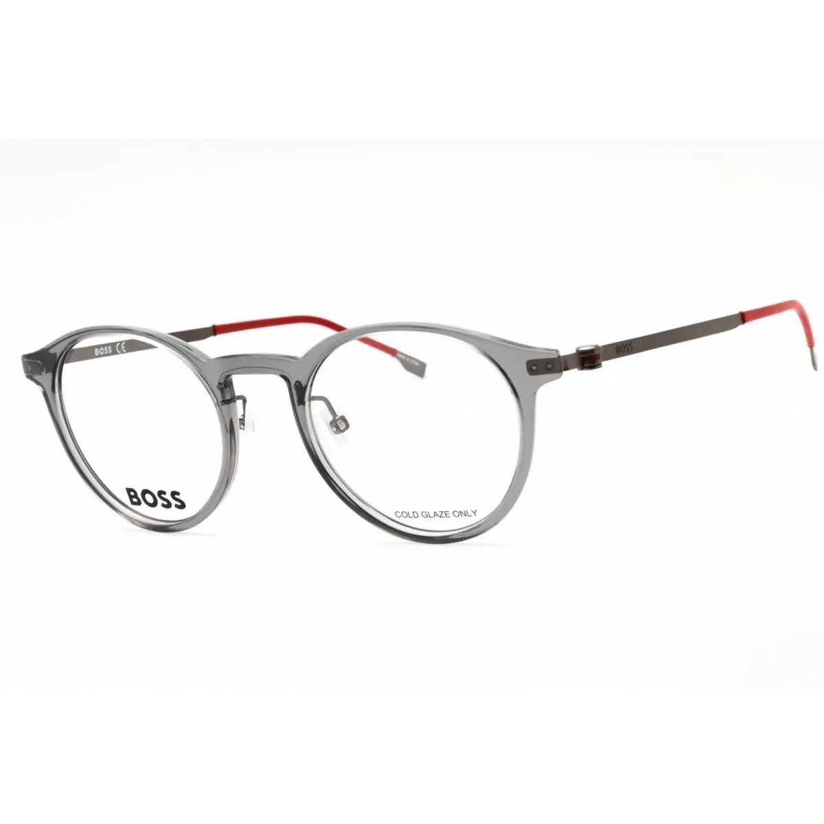 Hugo Boss Men`s Eyeglasses Grey Plastic Round Full Rim Frame Boss 1350/F 0KB7 00