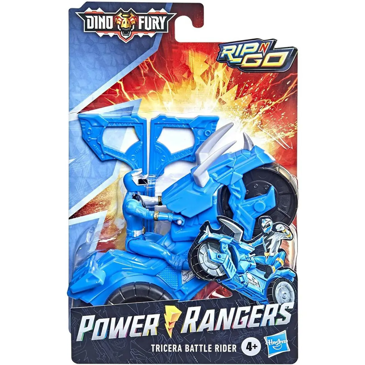 Power Rangers Dino Fury Rip N Go Tricera Battle Rider Figure Vehicle